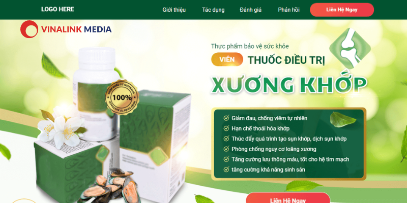Mẫu landing page bán hàng thực phẩm chức năng, xương khớp